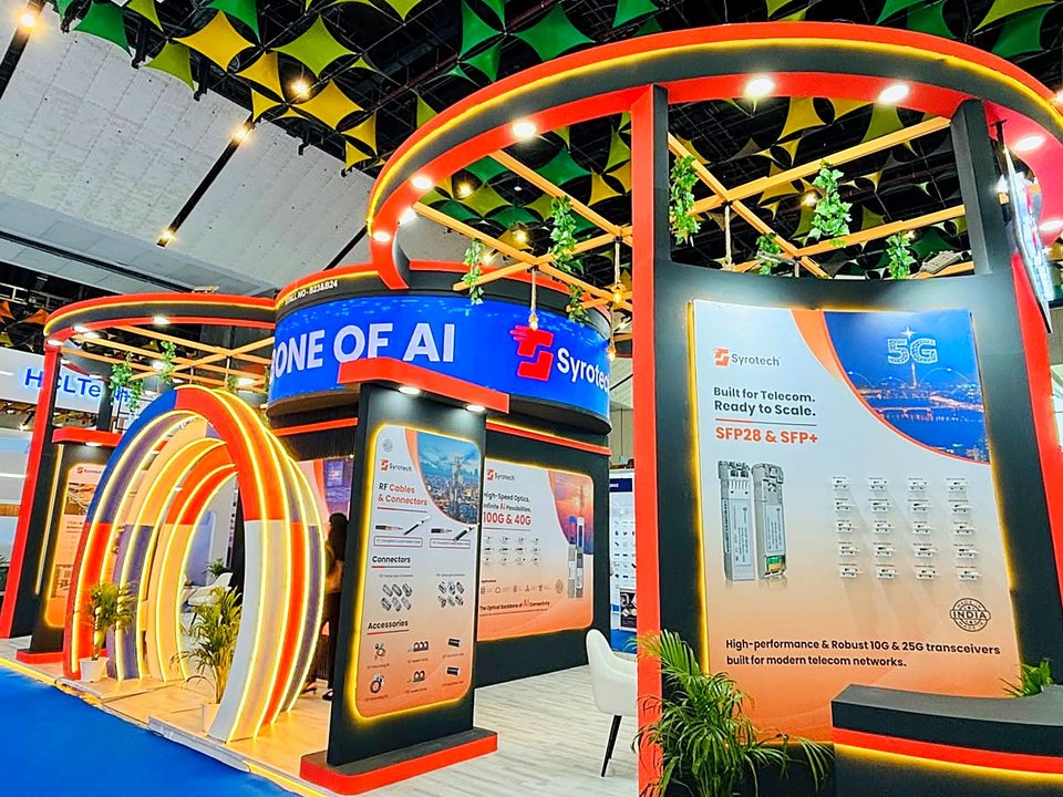 The Syrotech booth at India Mobile Congress 2026, Yashobhoomi, New Delhi