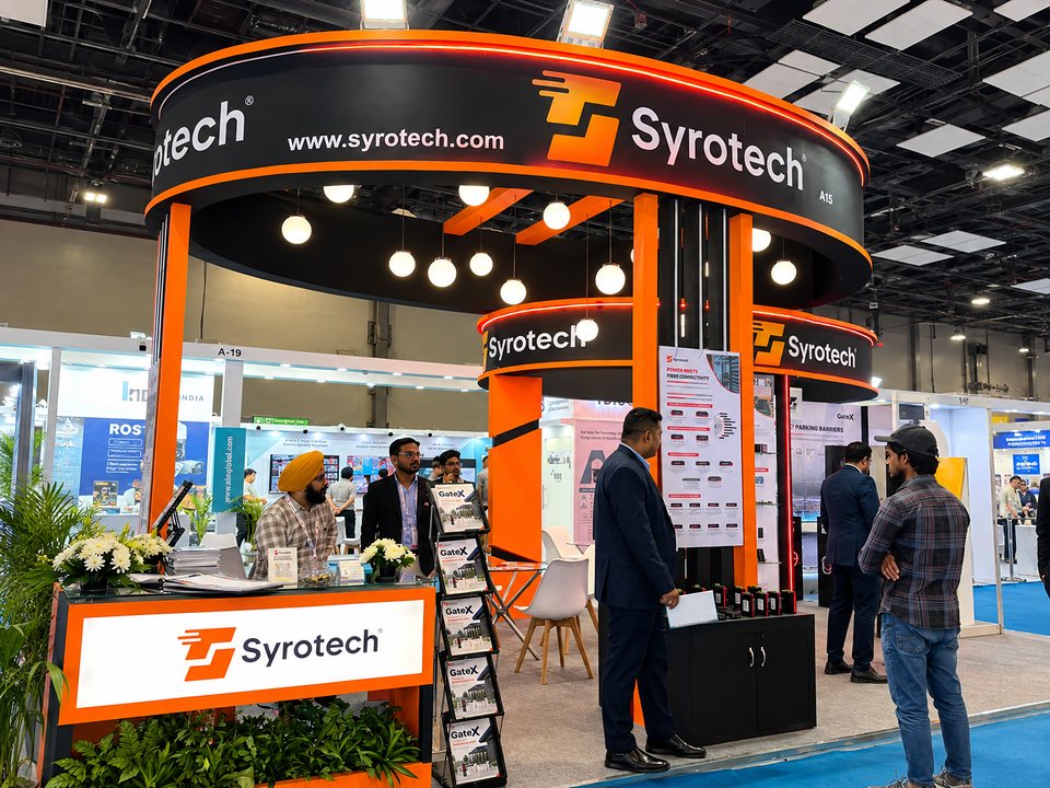 The Syrotech booth A15 at Traffic InfraTech Expo 2026, Bharat Mandapam, New Delhi